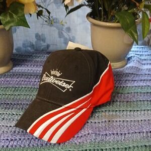 Budweiser Black and Red Cap with White Logo